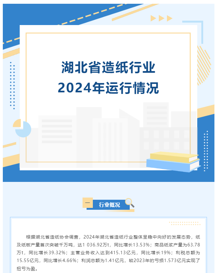 2024年湖北省造纸行业运行情况